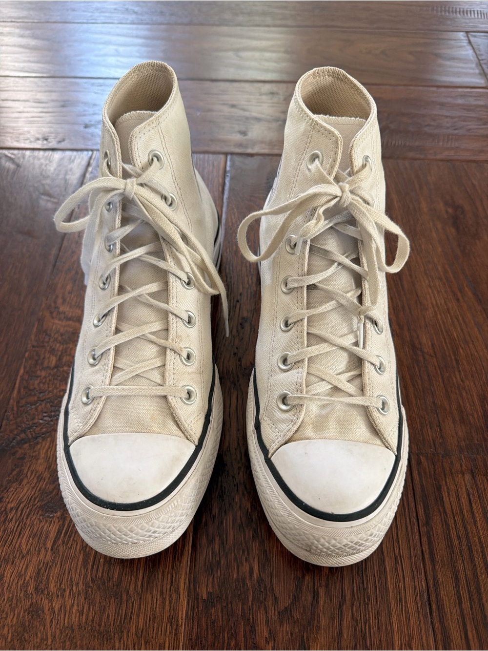 High-Top Canvas Sneakers in Beige